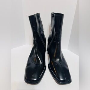 Jeffrey Campbell Boots Women’s SZ 7 Geist Square Toe Blk Leather Block Heel Boot